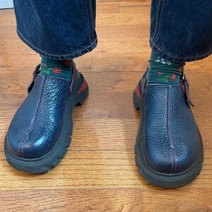 Miista Blue Leather Clogs